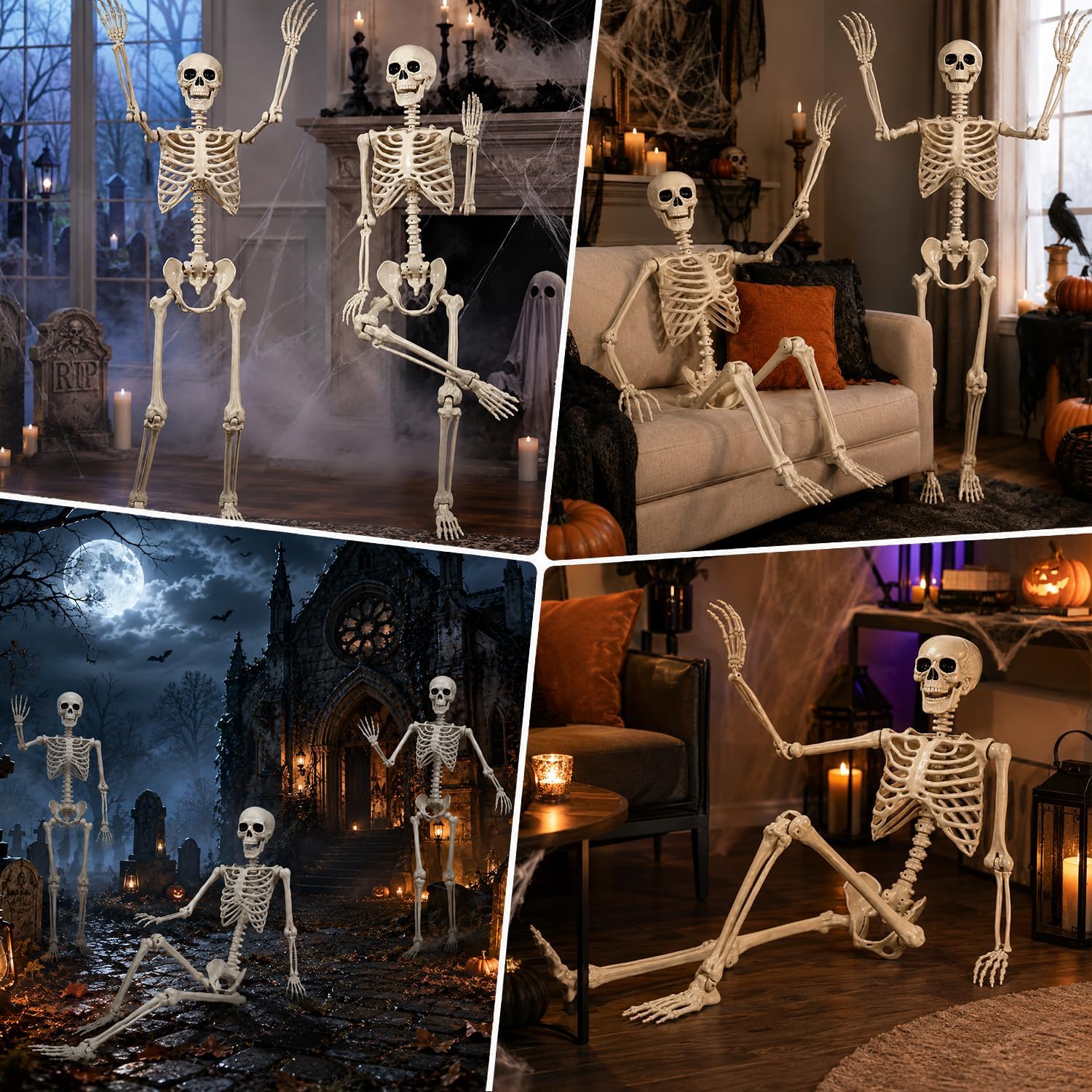 Thumbnail 4 de Petekuqi Skull-90 Life-Size Halloween Skeleton, 5.4-Foot Posable Decor