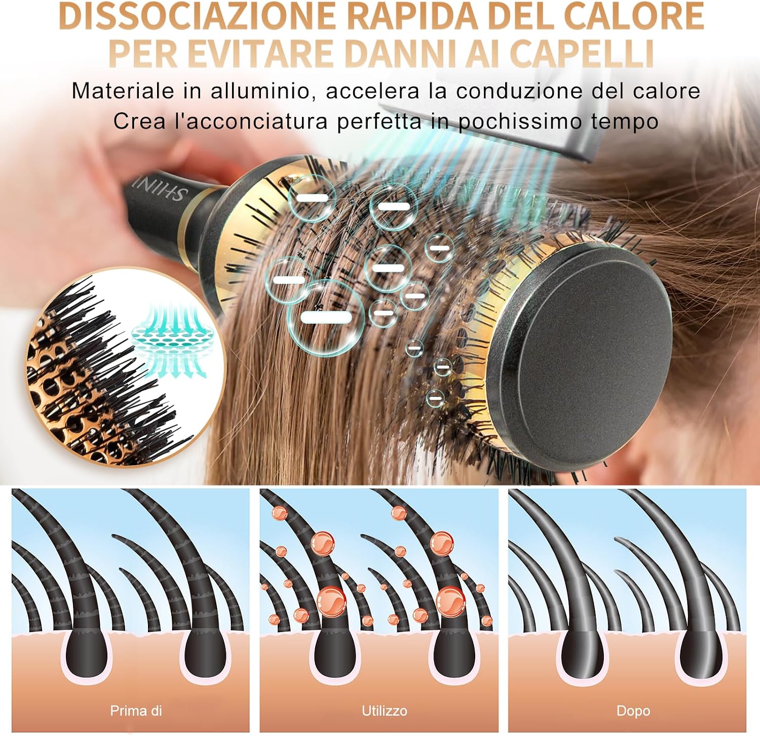 Detalle 2 de SHINLEA spazzola rotonda lisciatrice 43 mm per capelli