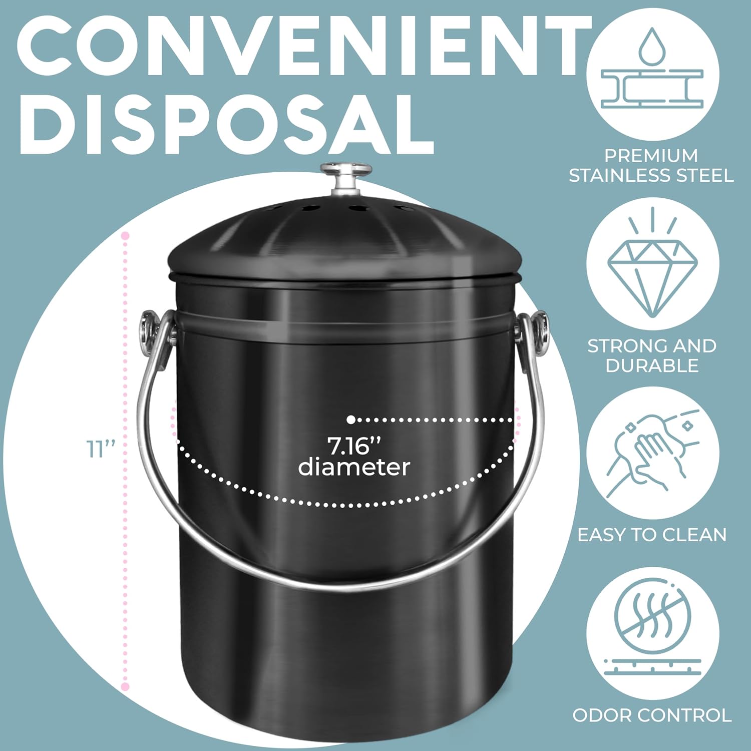Detalle de EPICA Countertop Compost Bin 1.3 Gallon ๐