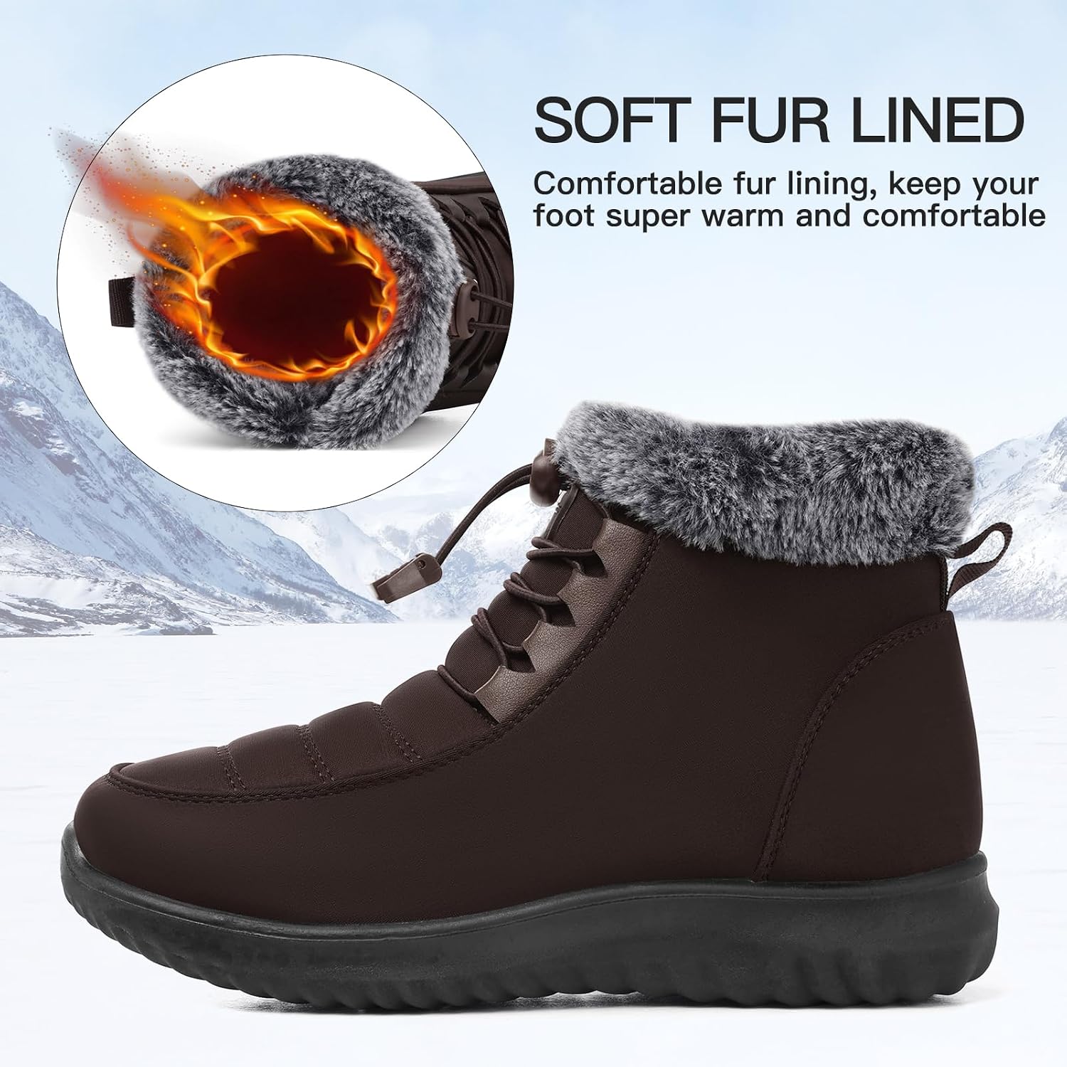 Detalle 1 de SHIBEVER Women's Winter Boots, Faux-Fur Lined