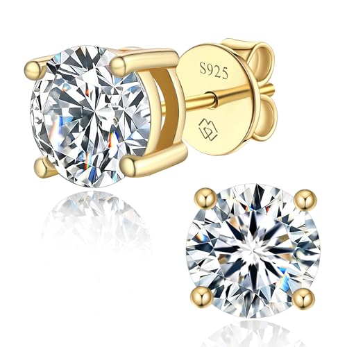Detalle de MomentWish Pendientes Moissanita Mujer 0,3 ct cada una, 4 puntas en oro