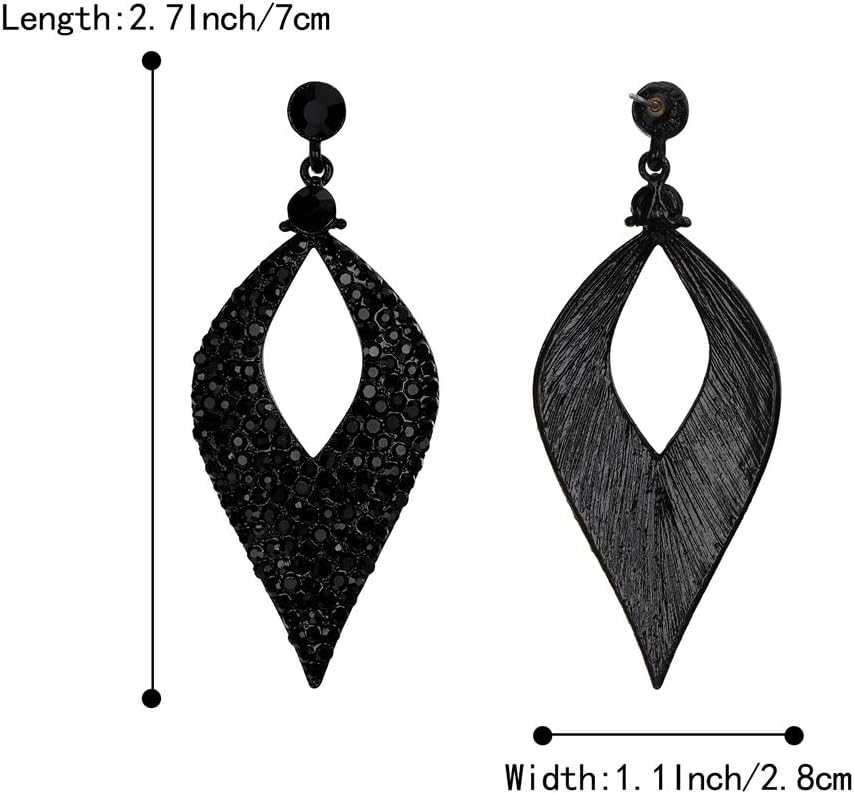 Thumbnail 4 de Boucles d’oreilles Clearine pendantes pour femme, motif feuille évidée en cristal & strass