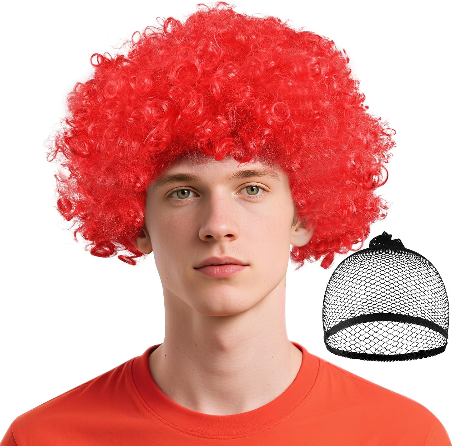 Detalle de BSBUY 5189655 afropruik, rood en krullend met hittebestendige vezels