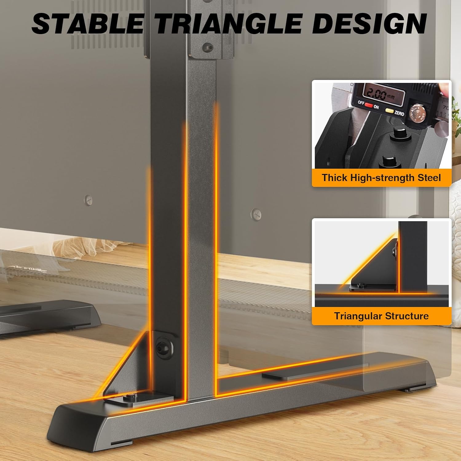 Detalle de 5Rcom UT3004 Tabletop TV Stand, Height Adjustable, 150-lb Capacity