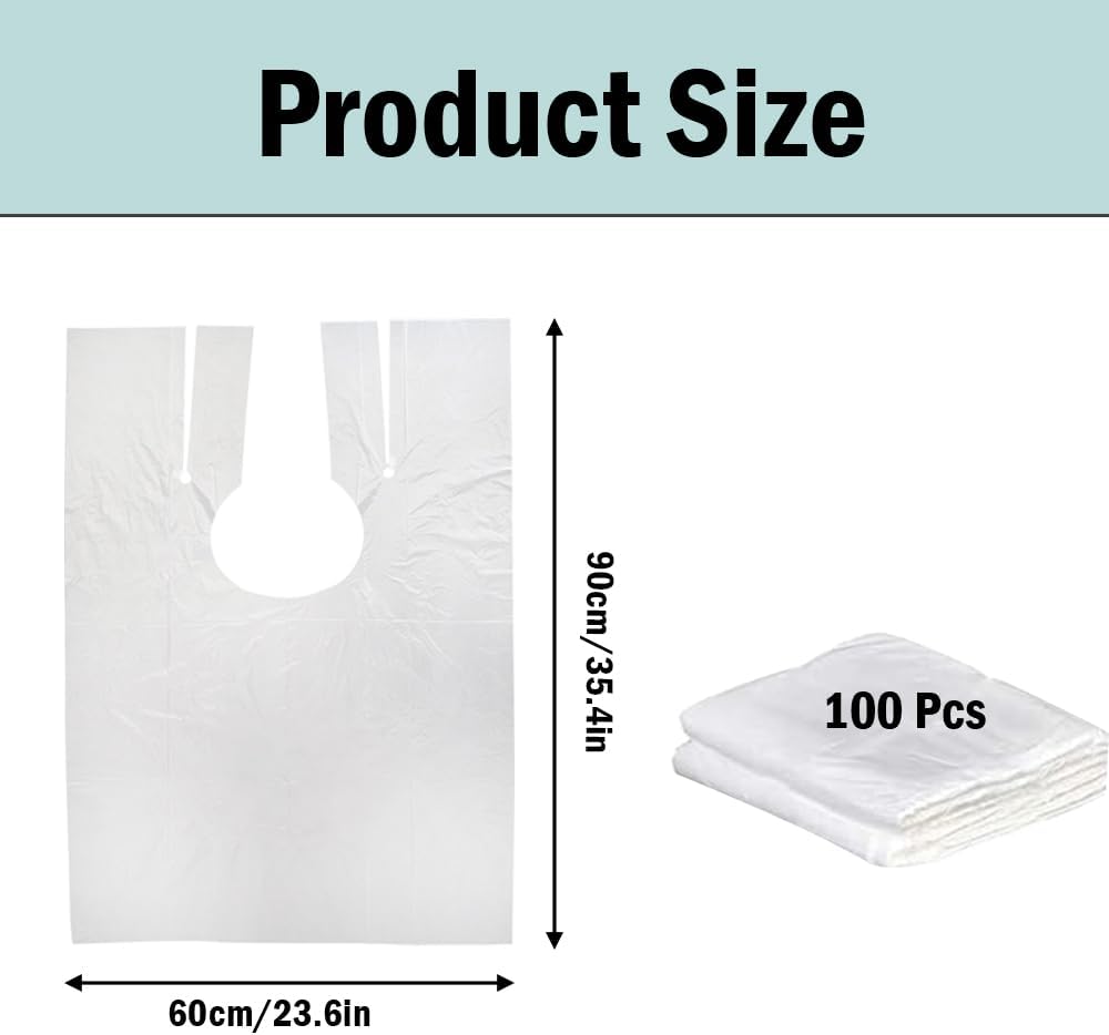 Thumbnail 6 de Bhogmeg 100 Pcs Disposable Hair Capes 60 x 90cm – Waterproof Plastic Hairdressing Shawls