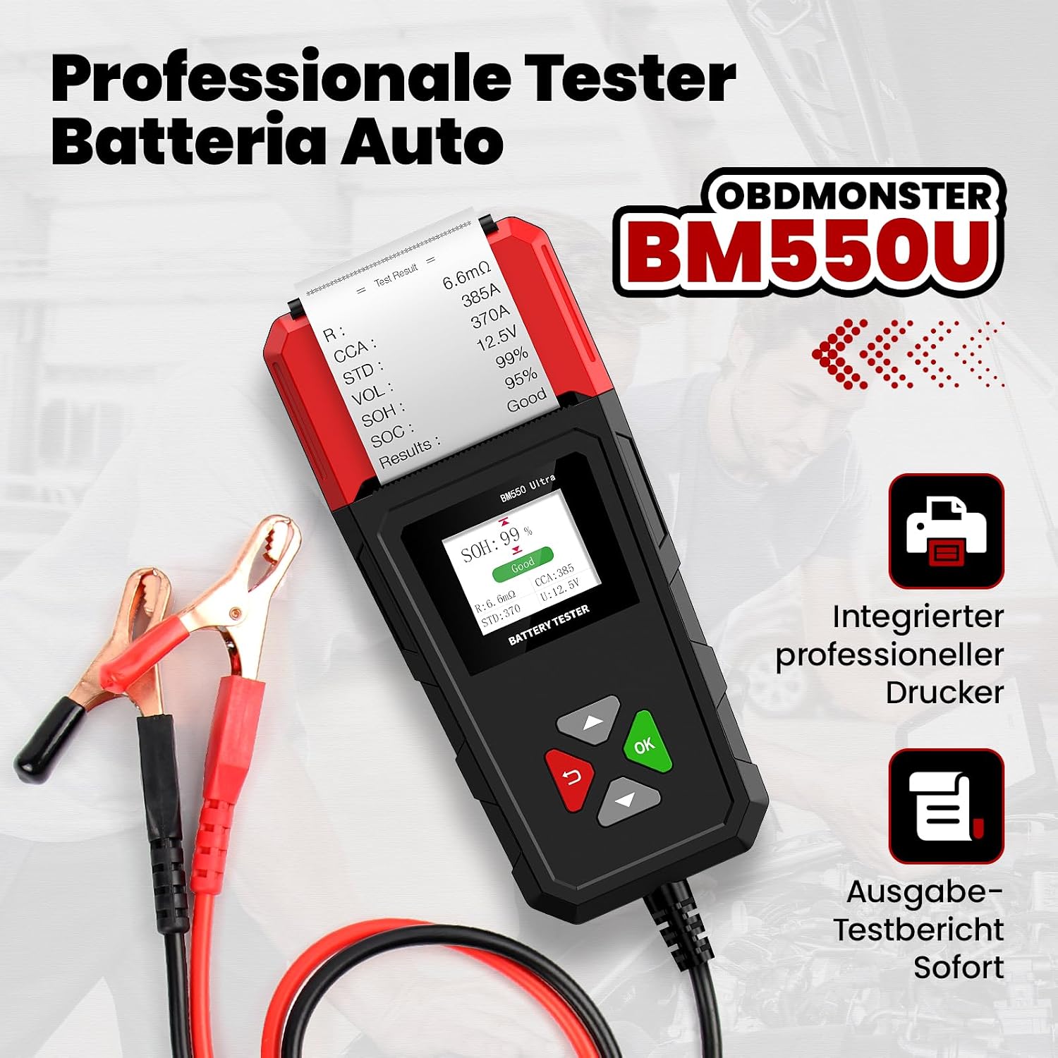 Detalle 2 de BM550U Autobatterietester mit Drucker – 6V/12V/24V