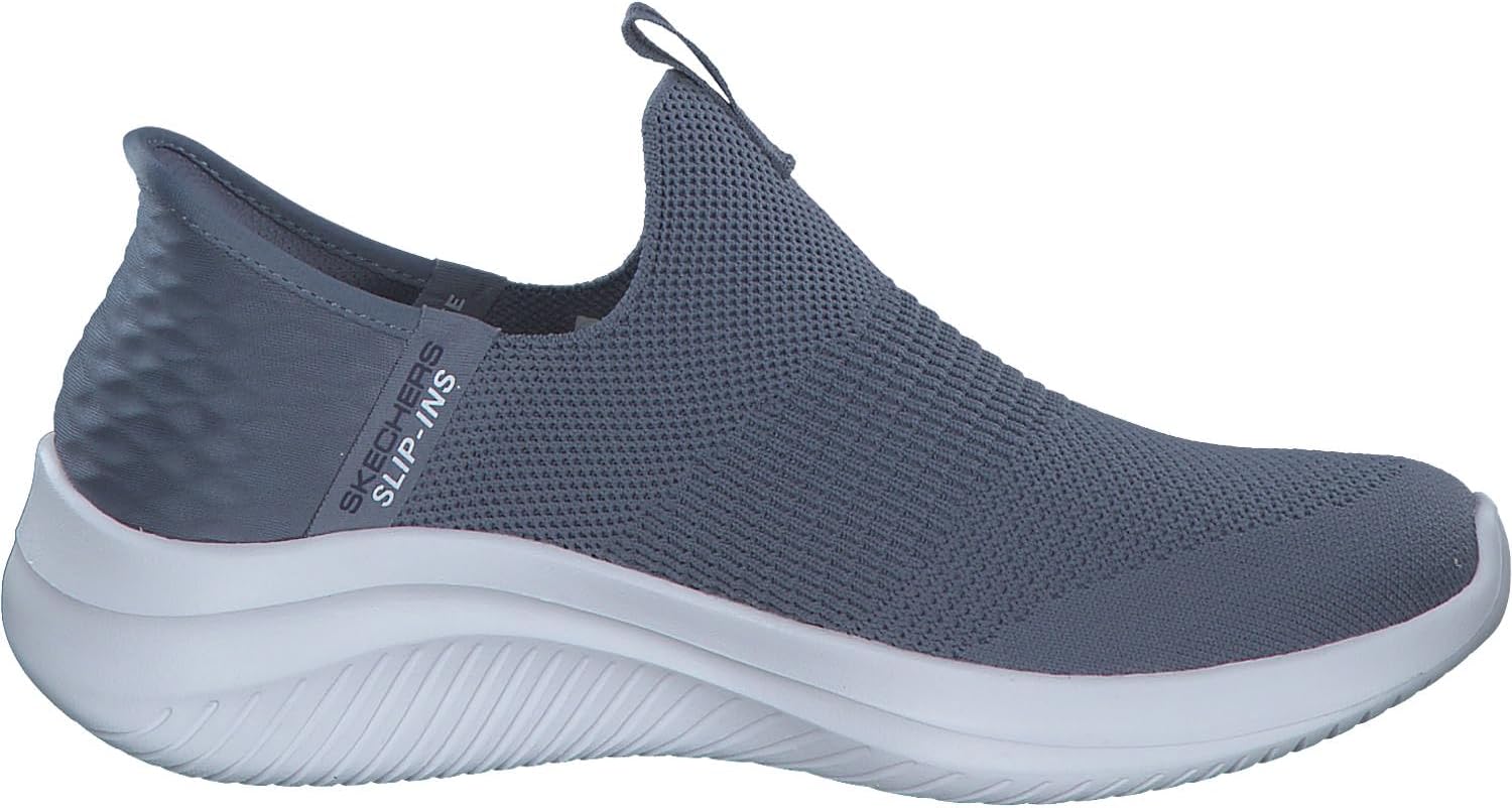 Detalle de Skechers Mujer Ultra Flex 3.0 Cozy Streak Slip-In – Entrenador ligero y cómodo (Slate Textile/Navy Trim) 36 EU