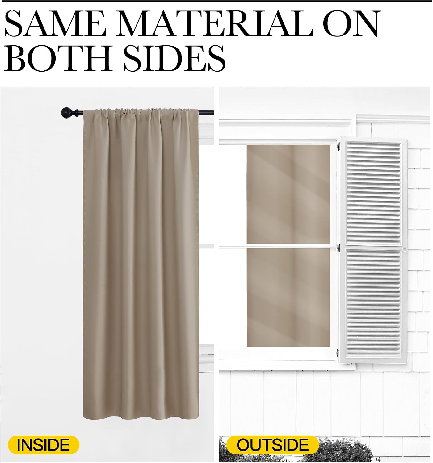 Detalle de NICETOWN Taupe Blackout Curtains, 2 Panels, 42 x 48 Inches