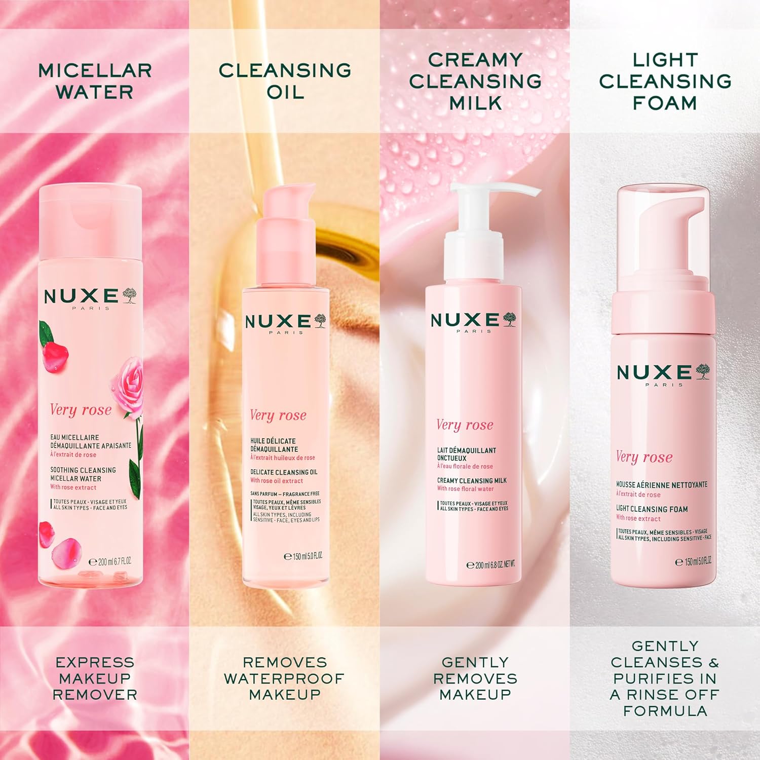 Detalle 2 de Nuxe Very Rose 3-in-1 Micellar Cleansing Water: a gentle, everyday cleanser for face and eyes