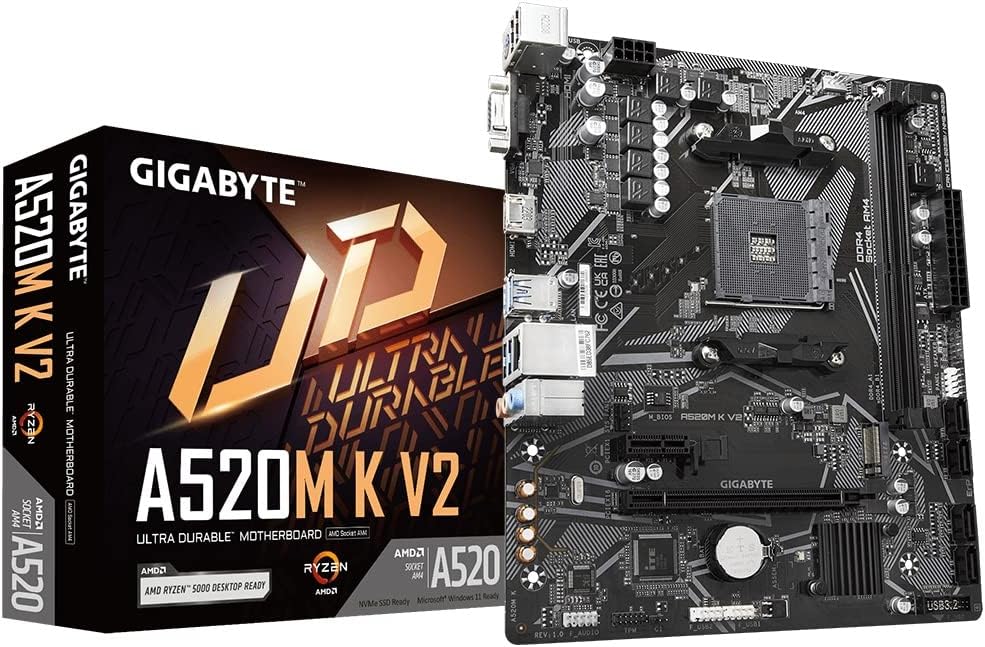 Gigabyte A520M K V2 (MB6136) — carte mère MicroATX AMD A520 pour PC de bureau