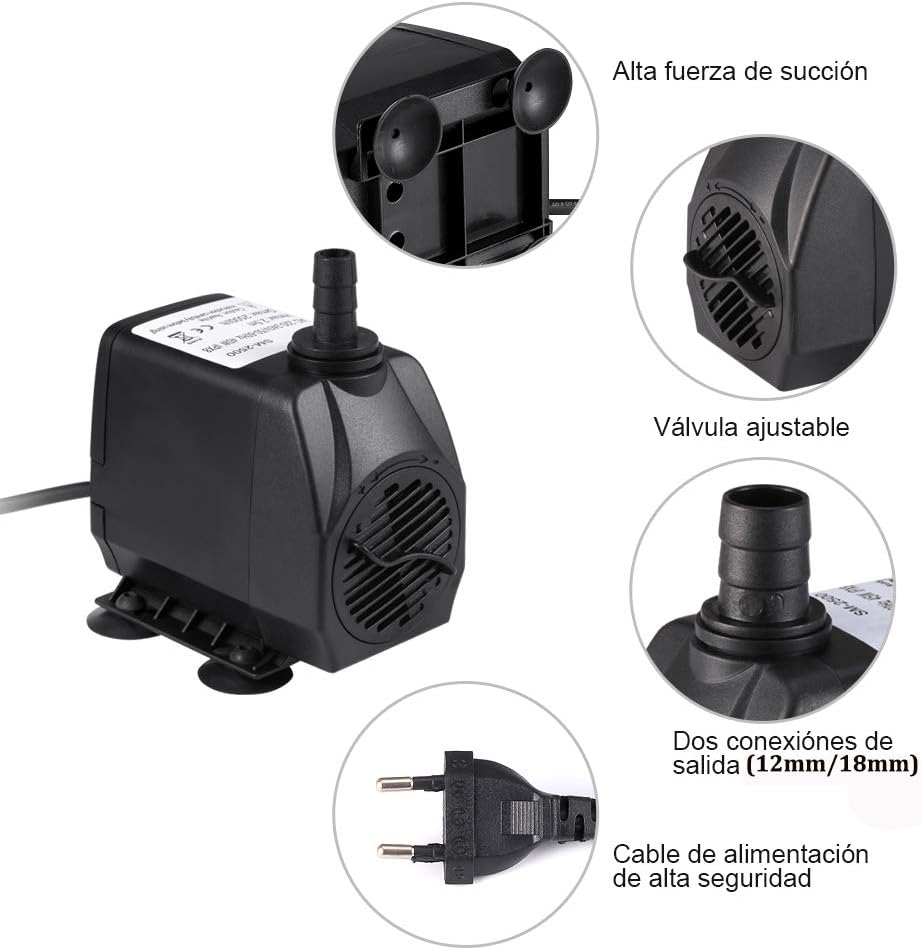 Detalle 2 de Homvik Bomba de Agua Sumergible 2500L/H 45W