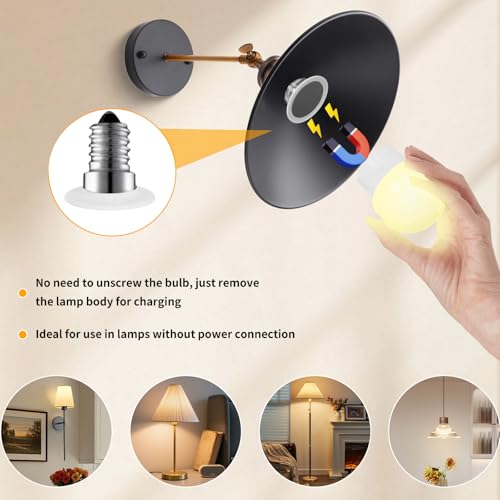 Thumbnail 1 de Pinrutar LED Rechargeable Light Bulb with Remote & Magnetic Base (2 Pack) – 8W E14
