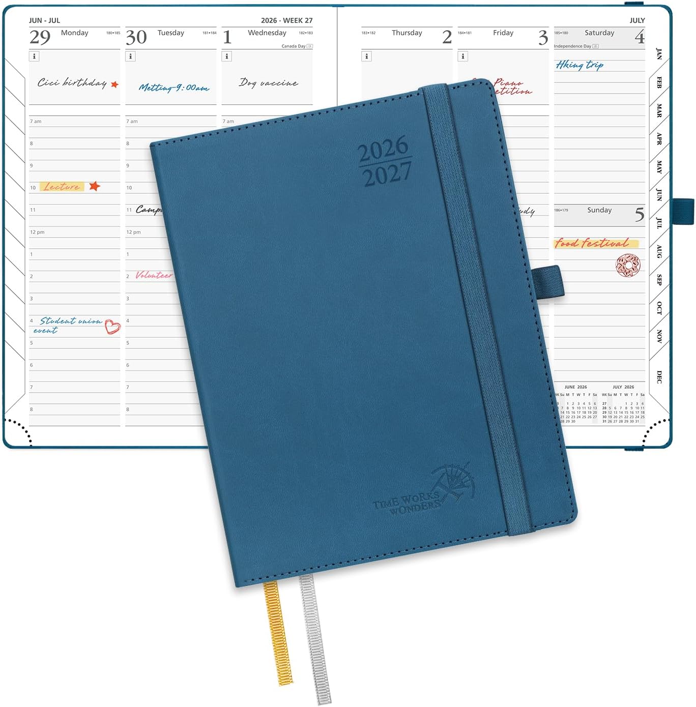 Detalle de POPRUN 2026–2027 Academic Planner, Daily, Weekly and Monthly, 30-Minute Slots
