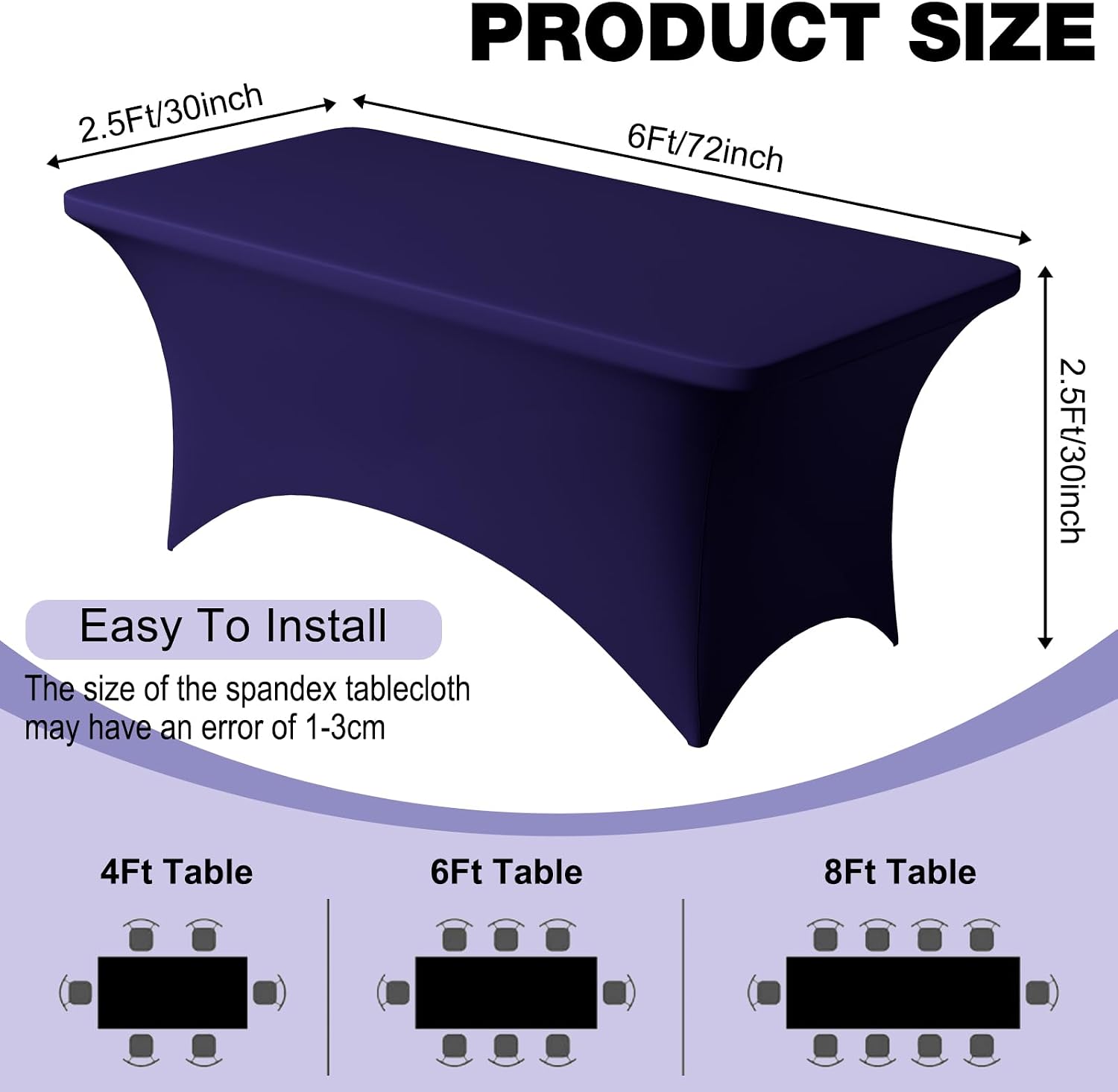 Detalle 2 de Trlyc Stretch Tablecloth 72 x 30 in