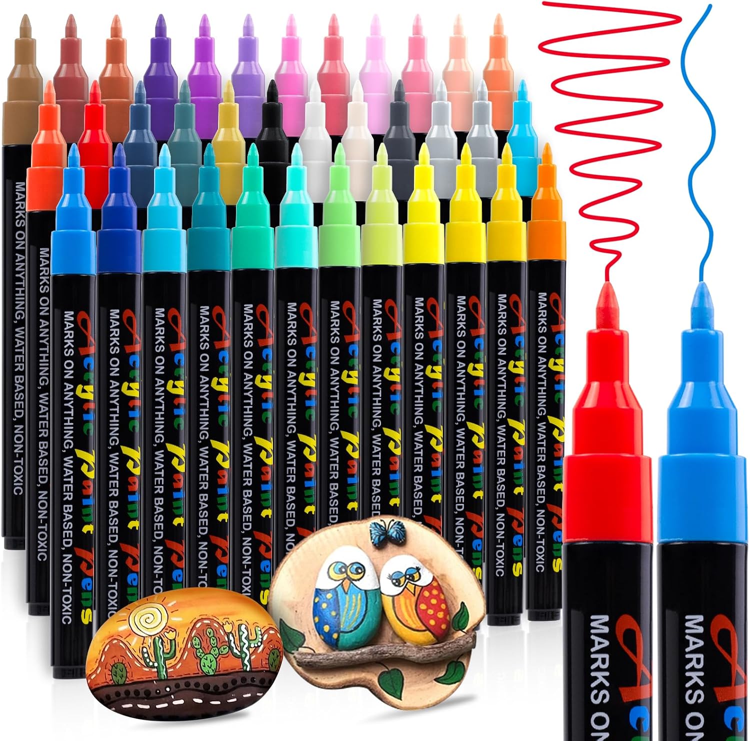 Thumbnail 6 de Hoenart 36 Farben Dual Tip Acrylstifte – wasserfeste Acrylmarker für Holz, Stein, Keramik, Glas & DIY-Kunst