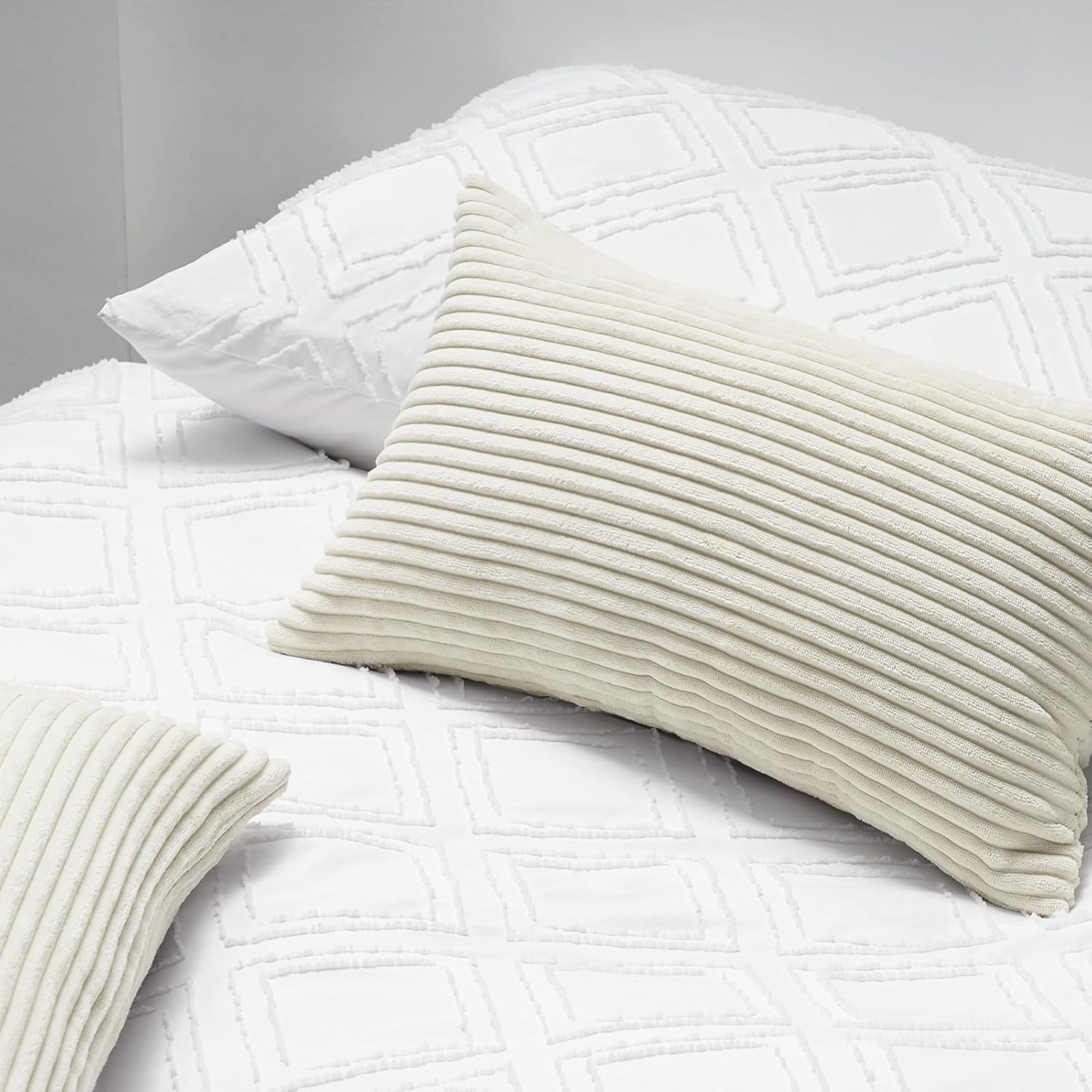 Thumbnail 4 de Topfinel Funda Cojín 30x50 Pana Blanco para Sofá🛋