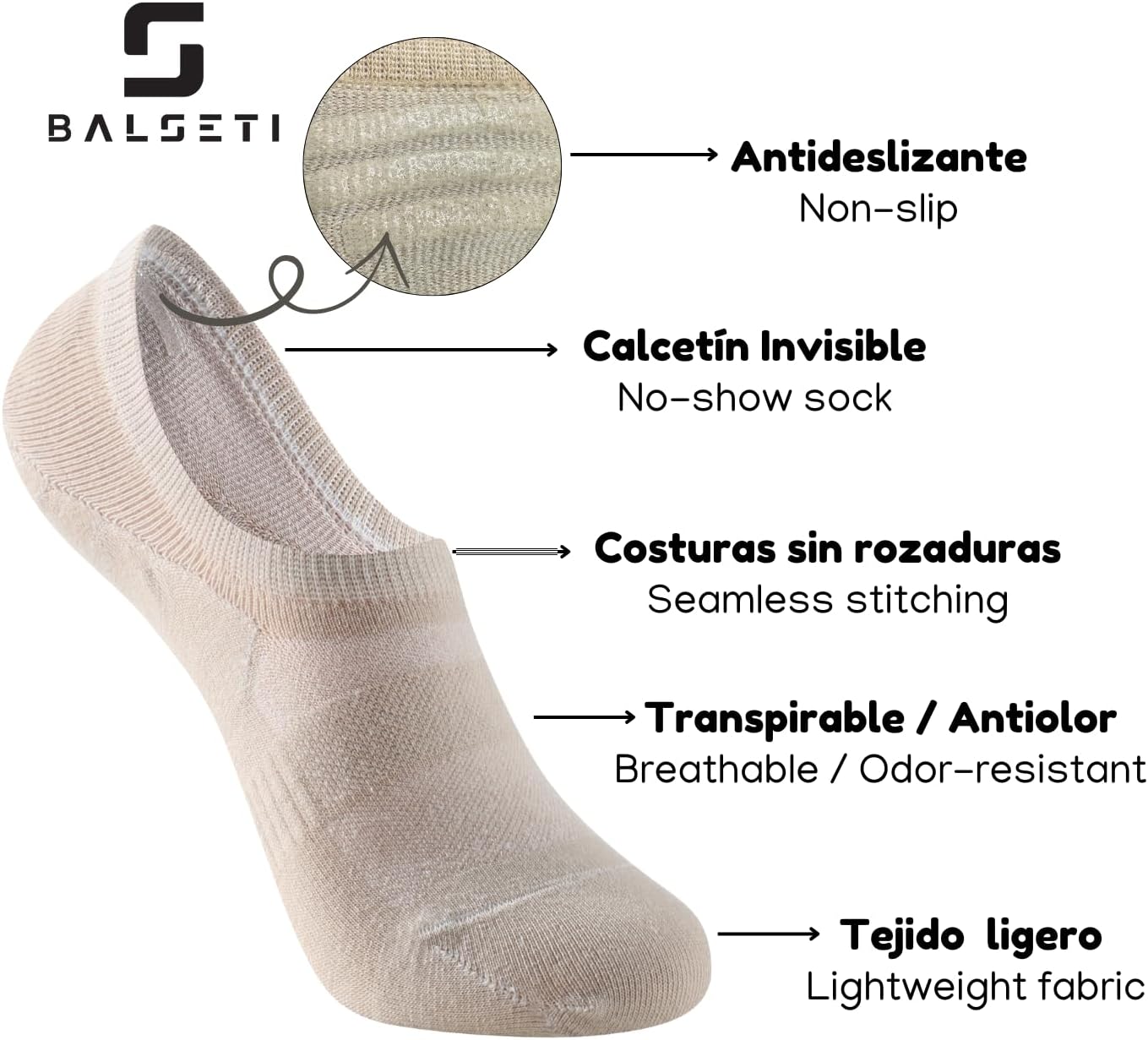 Thumbnail 3 de Balseti calcetines invisibles 85% algodón