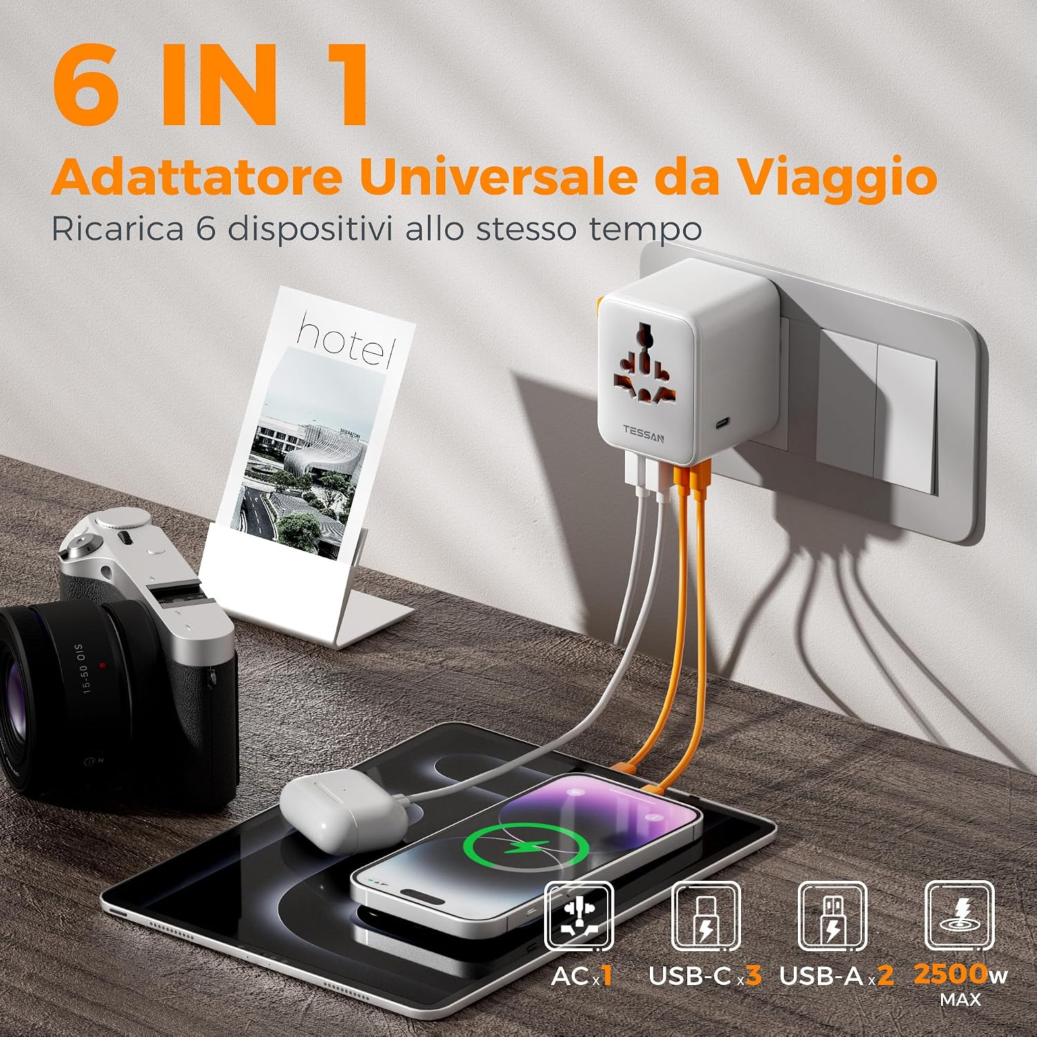 Detalle 2 de TESSAN Adattatore Universale da Viaggio 15 W