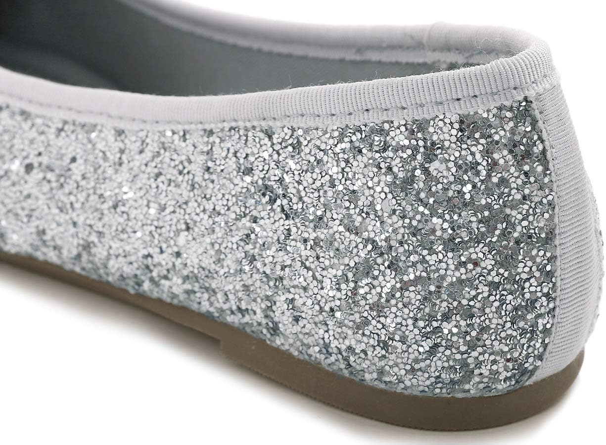Detalle de Feversole Round Glitter Ballerina Damen – Klassische Ballerinas mit Profilsohle