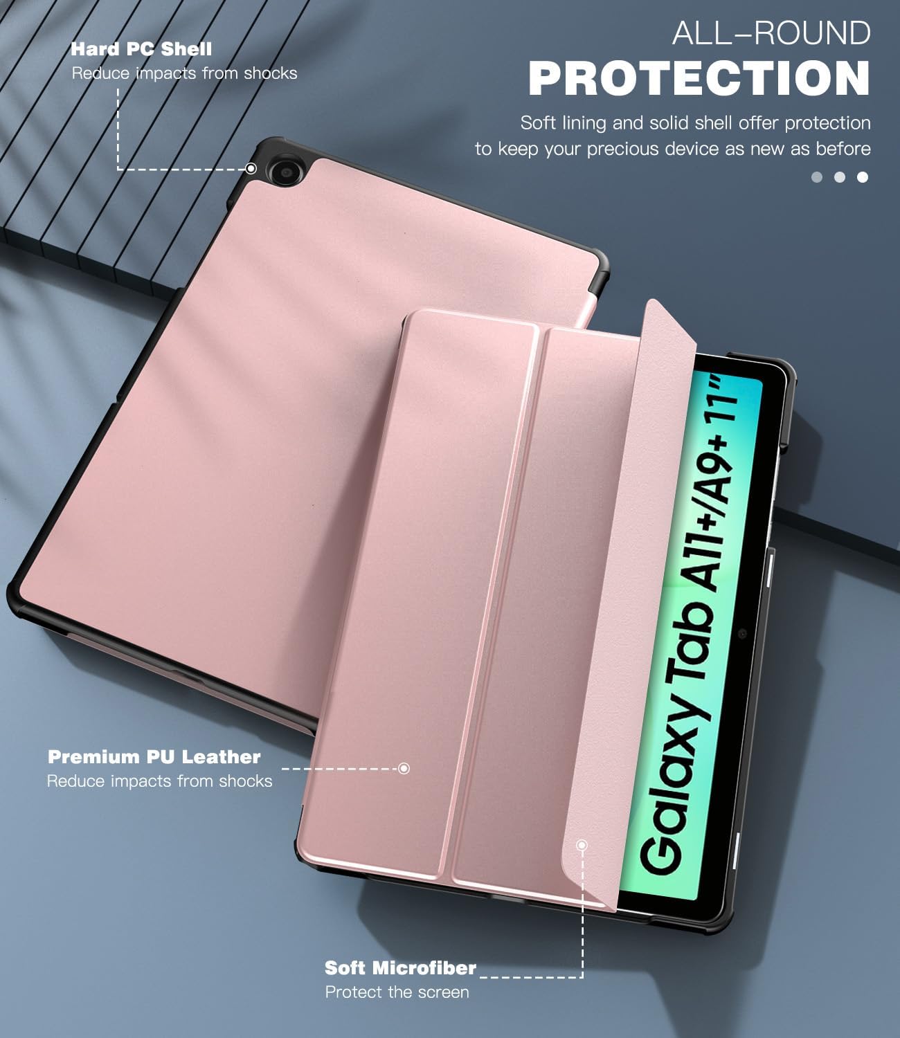 Thumbnail 5 de TiMOVO Hülle für Samsung Galaxy Tab A11+ / A9+ 11 Zoll (2025/2023) mit Ständer, Auto Aufwachen/Schlafen – Rosa