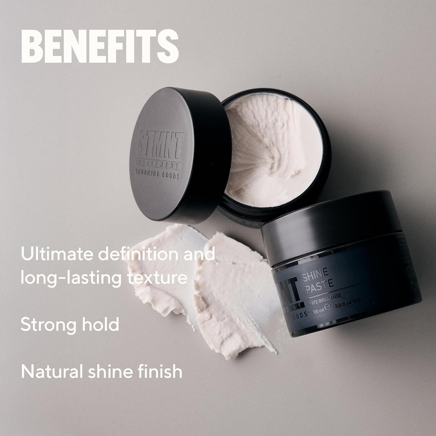 Detalle de STMNT Grooming Goods Shine Paste | Natural Shine Finish, Strong Control, Non-Greasy 100ml