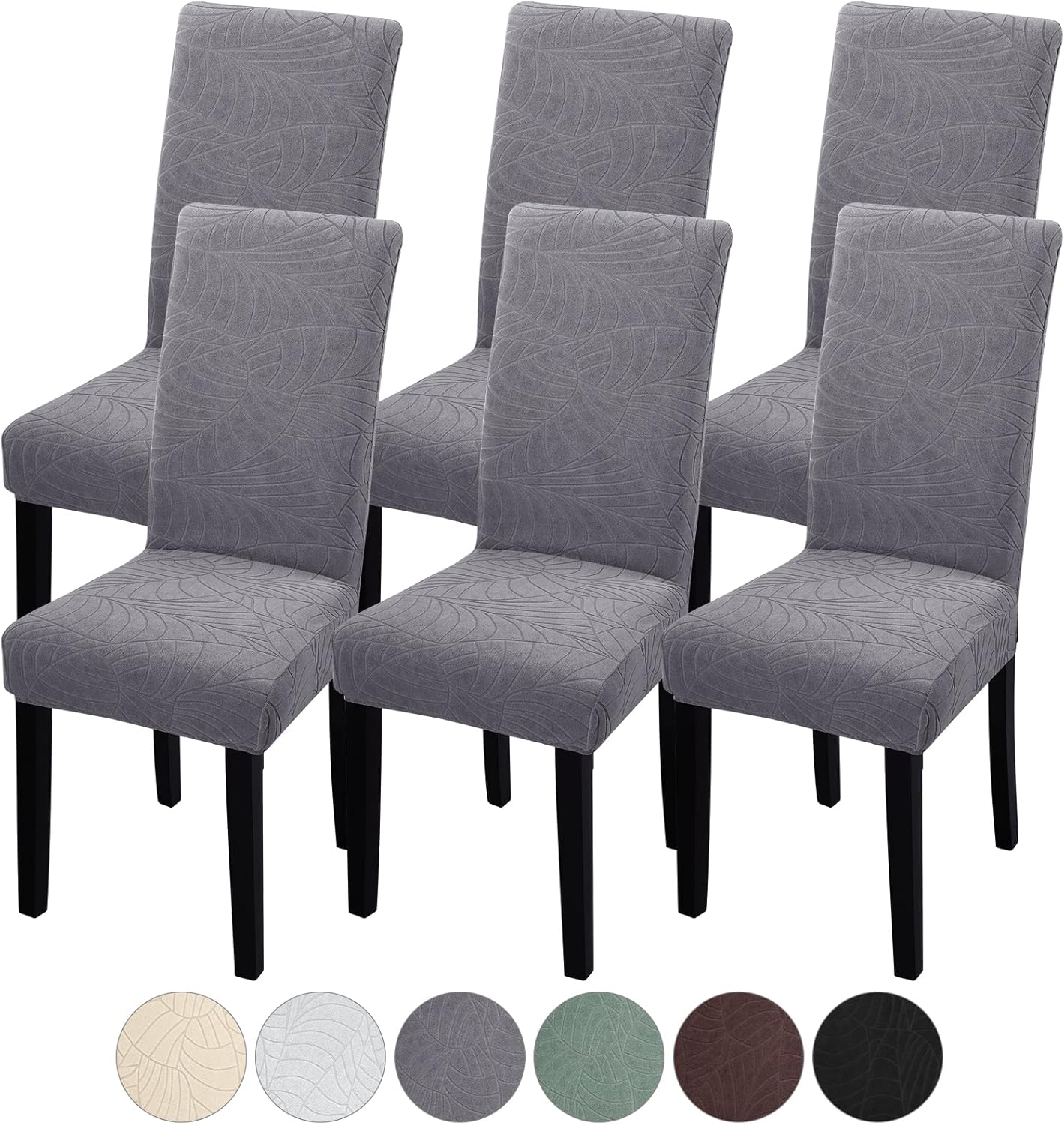 Detalle de Fuloon Stuhlhussen 6er Set – Universell dehnbare Stuhlbezüge für Esszimmerstühle (Schwingstuhl) – Waschbar und schützen Möbel