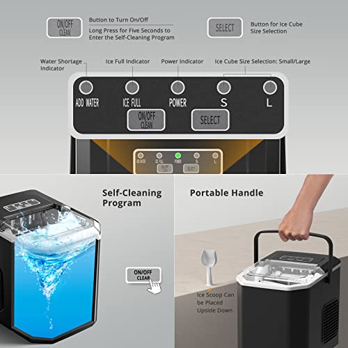 Thumbnail 3 de Máquinas para Hacer Hielo Portátil Negro Vpcok Direct (12 kg/24h, 1,5 L) — 2 tamaños de cubitos y autolimpieza