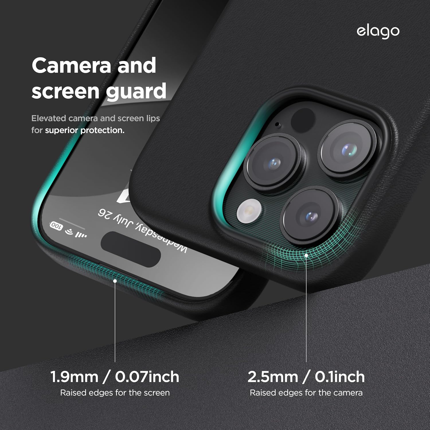 Detalle de elago Coque cuir magnétique MagSafe pour iPhone 16 Pro – vegan, antichoc et résistante à l’eau