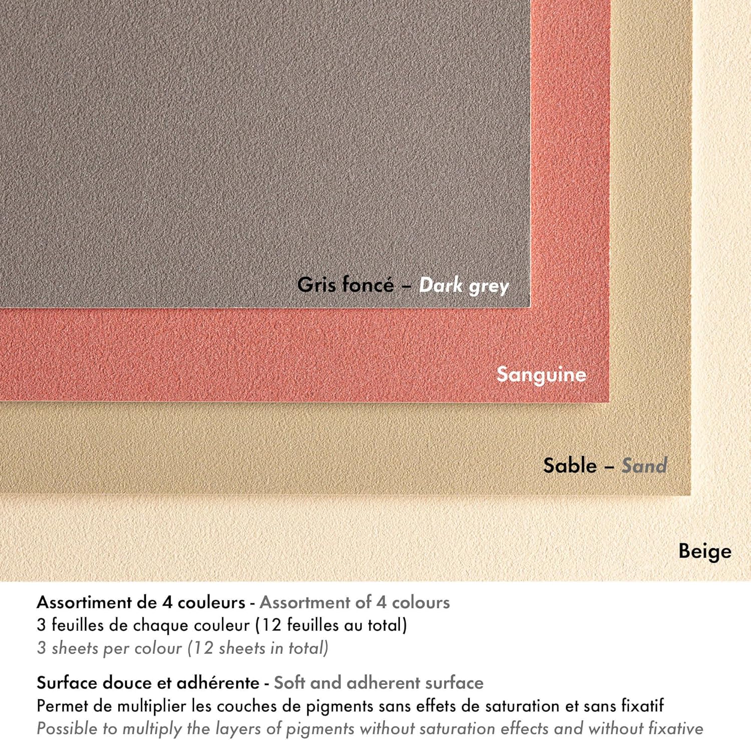 Thumbnail 3 de Clairefontaine 96052C Bloc Collé Pastelmat n°7 – 12 feuilles 18x24 cm, 360 g, 4 couleurs assorties