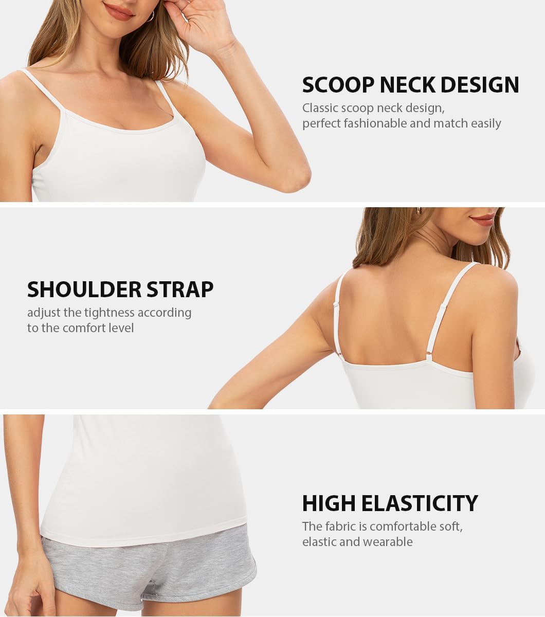 Detalle de Knuffnee Damen Unterhemden Verstellbare Spaghetti Tops – Basic Camisole Tank Top im 4er Pack