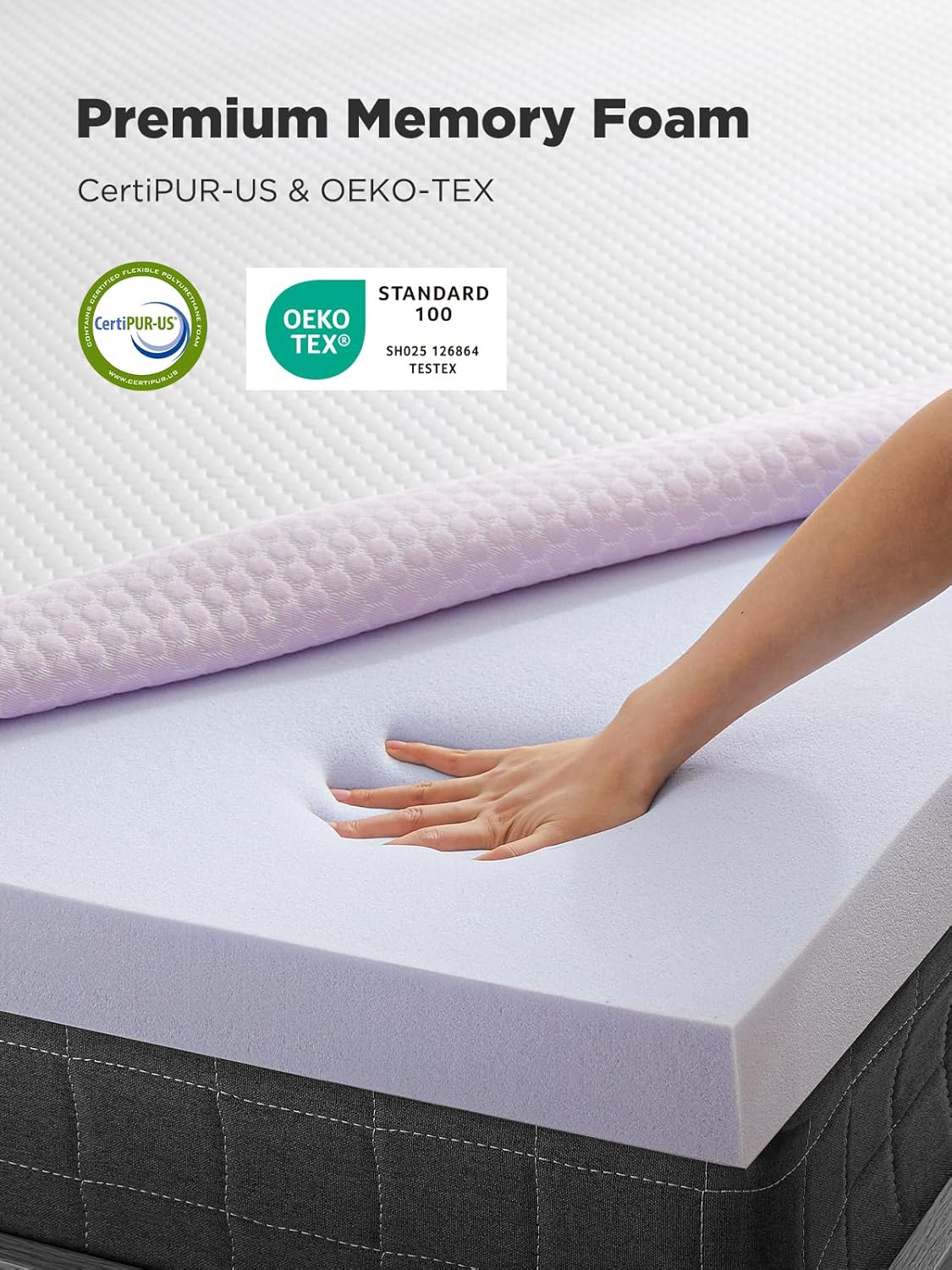 Thumbnail 6 de PERLECARE 3 Inch Gel Memory Foam Mattress Topper for Pressure Relief (Queen) — Cooling Comfort & Washable Cover