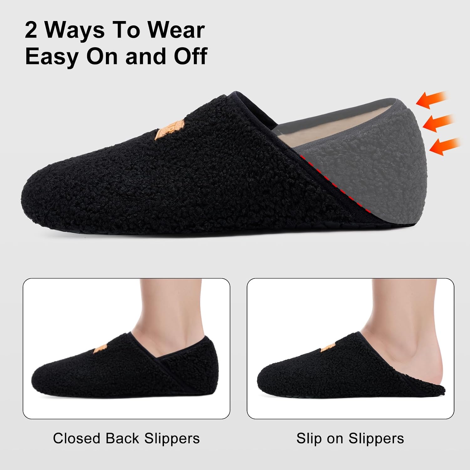 Detalle 2 de VIFUUR House Slippers with Fleece Uppers
