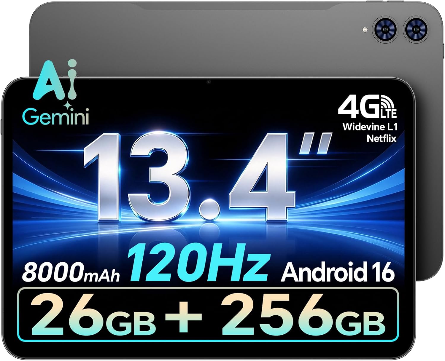 Detalle de TECLAST T65 Android 16 Tablet, 13.4-Inch 120Hz Display, 256GB