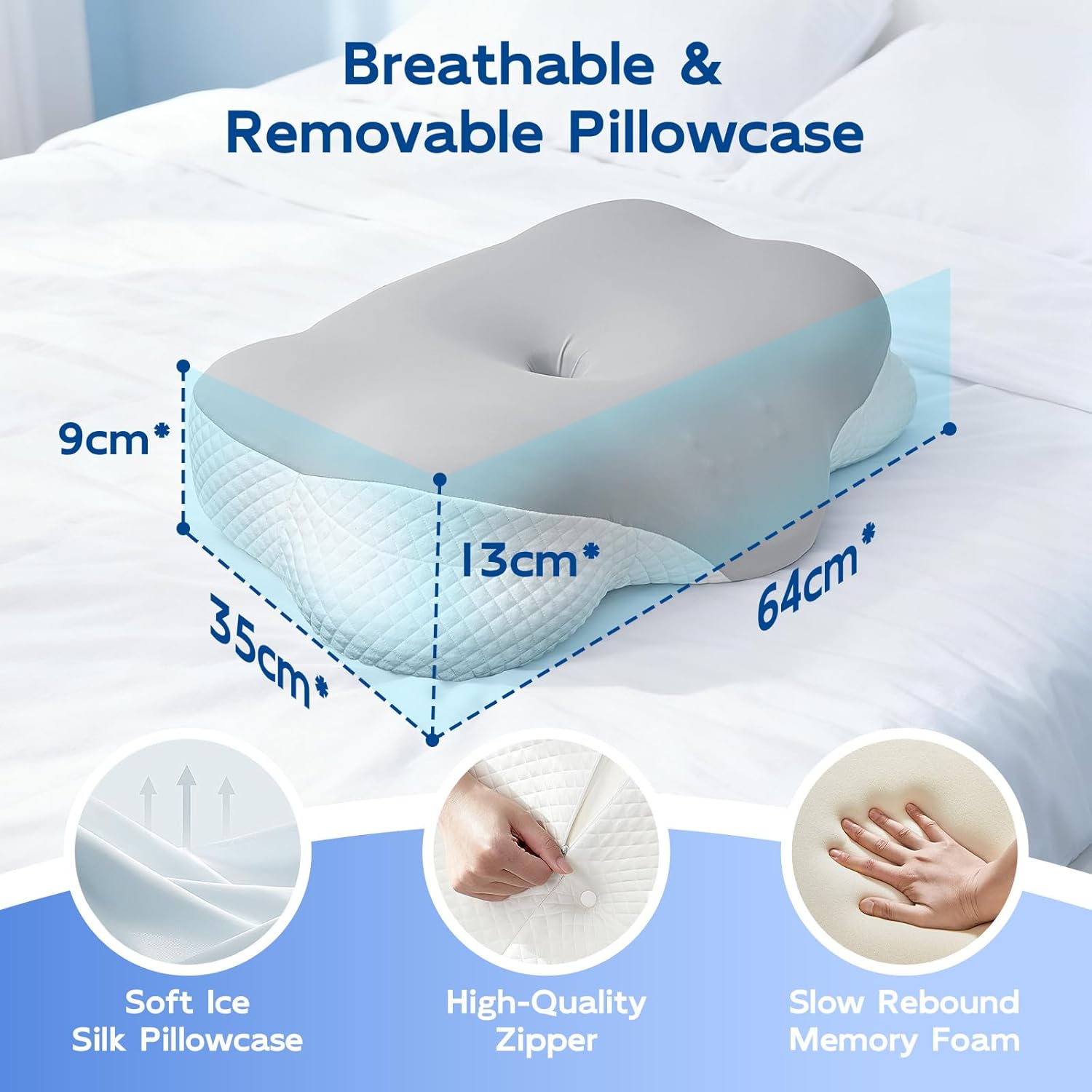 Detalle de Ecliptron Comfortable Memory Foam Pillow – Orthopedic Cervical Neck Support