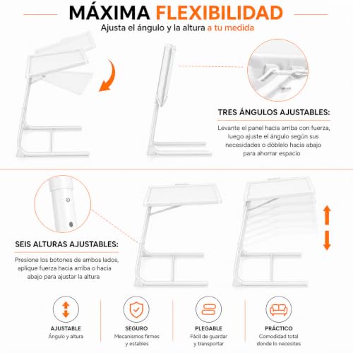 Thumbnail 4 de Mesa Plegable Auxiliar T-LOVENDO.ES: altura y ángulo regulables para sofá, cama, mesa de ordenador y más