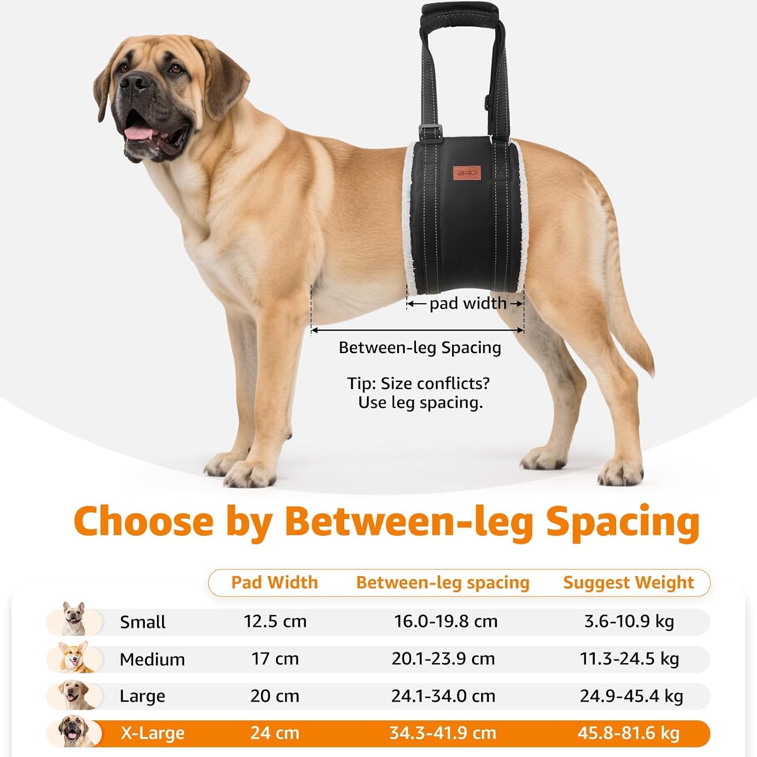Detalle 2 de Adjustable Dog Lifting Harness for Large Dogs (XL): Soft Sling Support for Mobility, Rehab and Post-Surgery Recovery