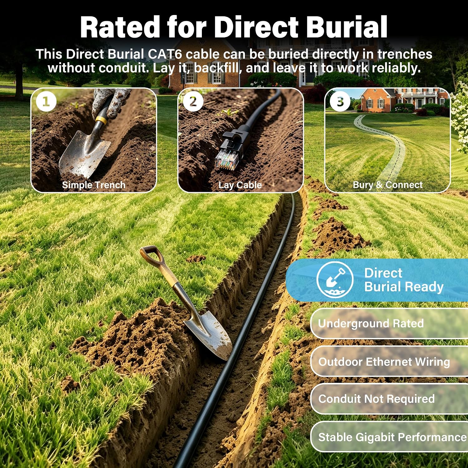 Detalle de Cat 6 Outdoor Ethernet Cable 35ft