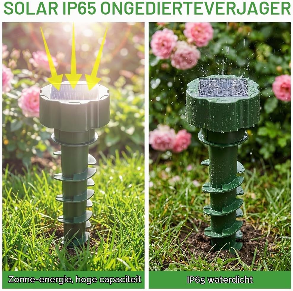 Detalle 2 de AUAUY 5813291 mollenverjager op zonne-energie, 2 stuks, IP65