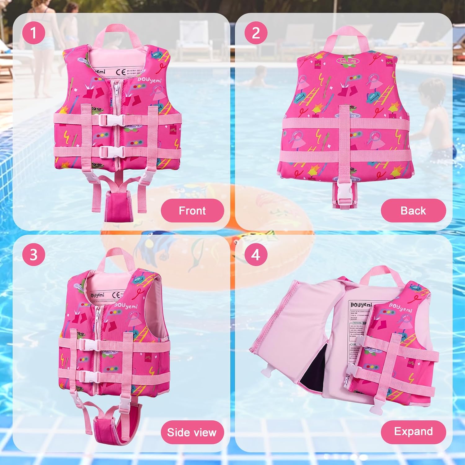 Thumbnail 1 de Kids Swim Vest Float Jacket: Adjustable Safety Swim Aids for 2–9 Years