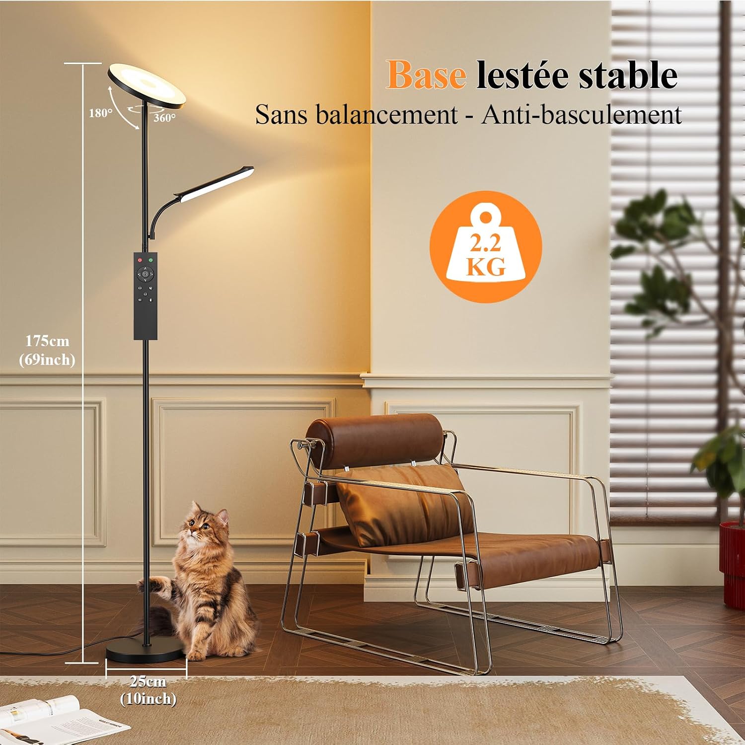 Thumbnail 6 de Lampadaire LED Dimmable 42W avec Liseuse et Télécommande Magnétique – éclairage polyvalent pour salon et chambre