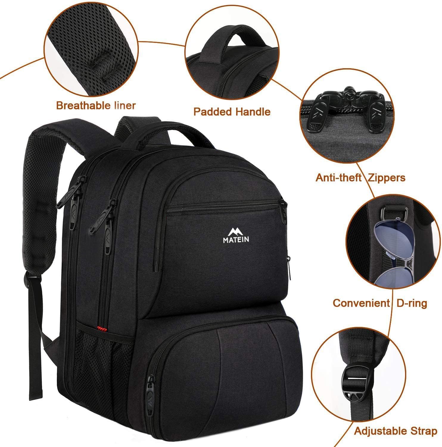 Detalle 2 de MATEIN 17-Inch Lunch Backpack, Water-Resistant with Insulated Compartment