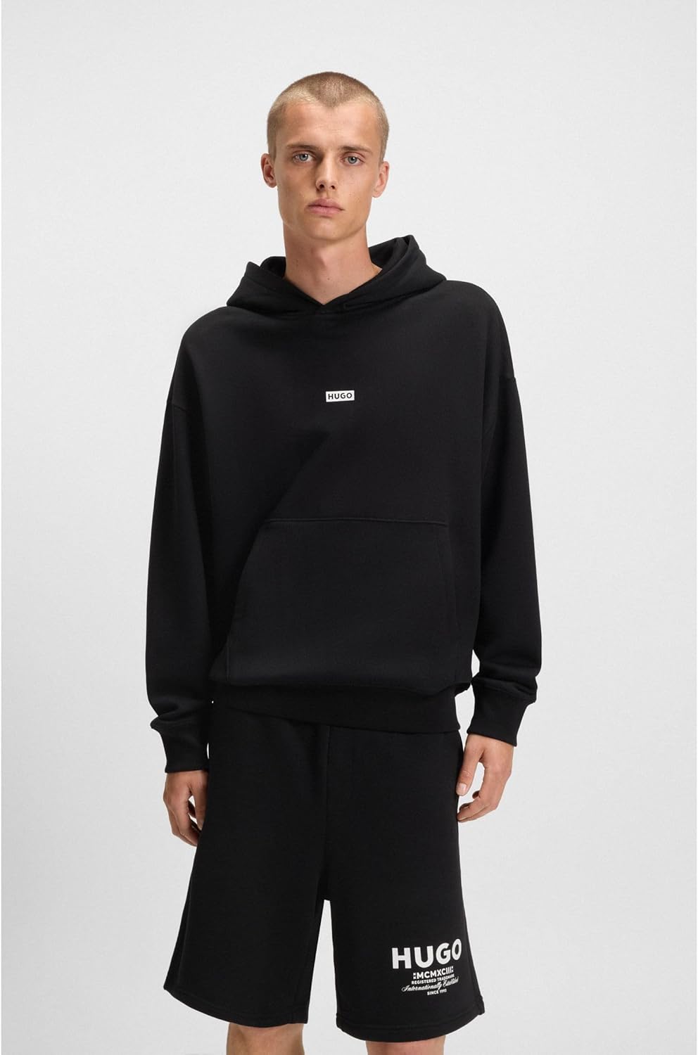 Thumbnail 2 de HUGO Mens Nazardo cotton-terry loose-fit hoodie with logo details