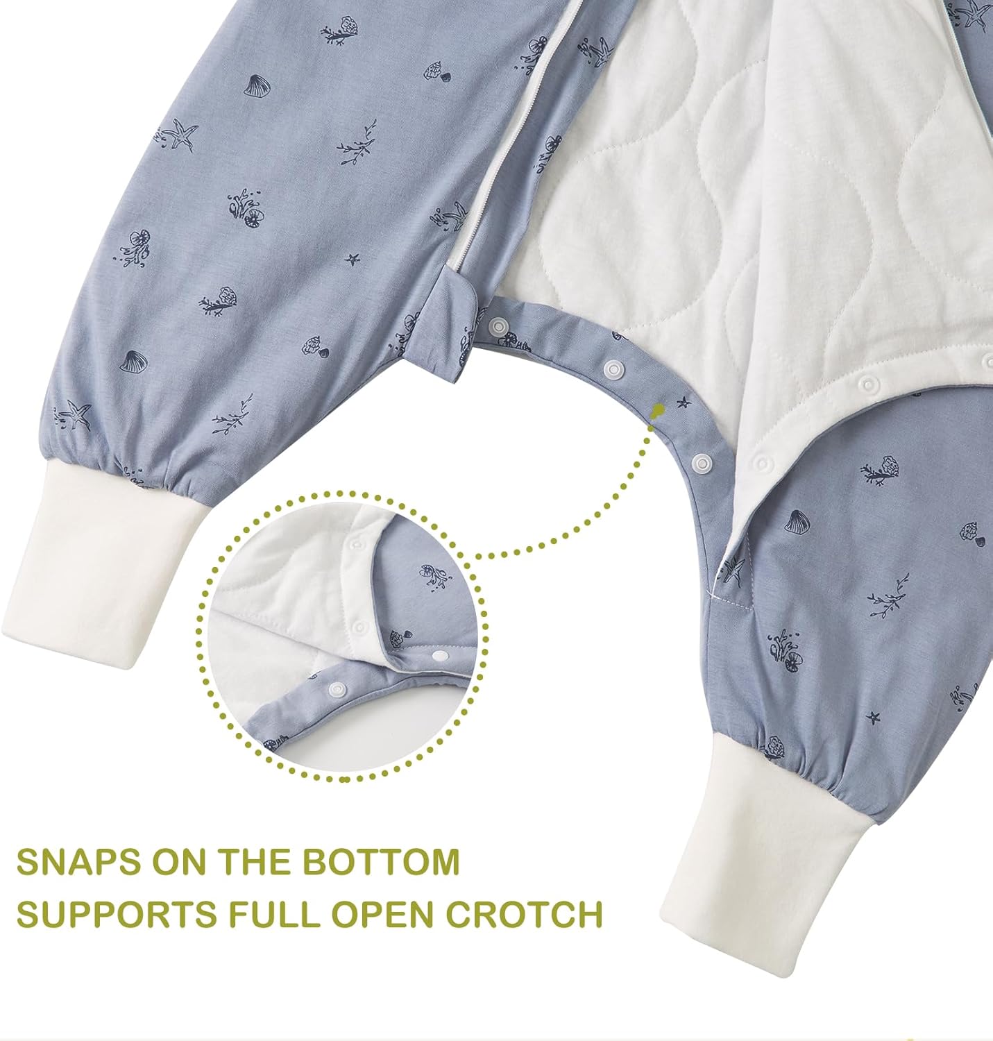 Thumbnail 3 de Nivolltha 100% Cotton Footed Baby Sleeping Bag (1.5 TOG) – All-Season Sleep Sack, Ocean, Size L