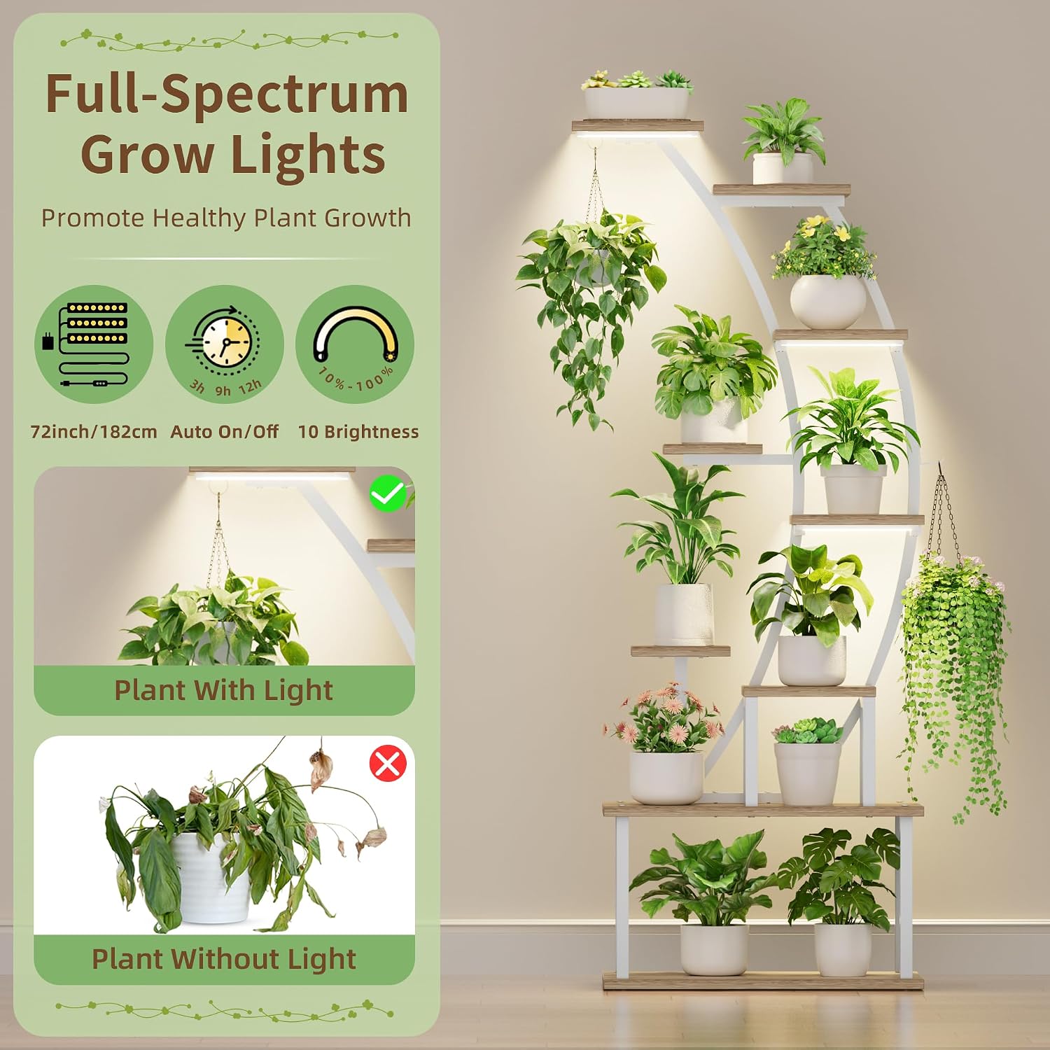 Thumbnail 2 de BACEKOLL Support pour plantes d’intérieur avec lampes de croissance