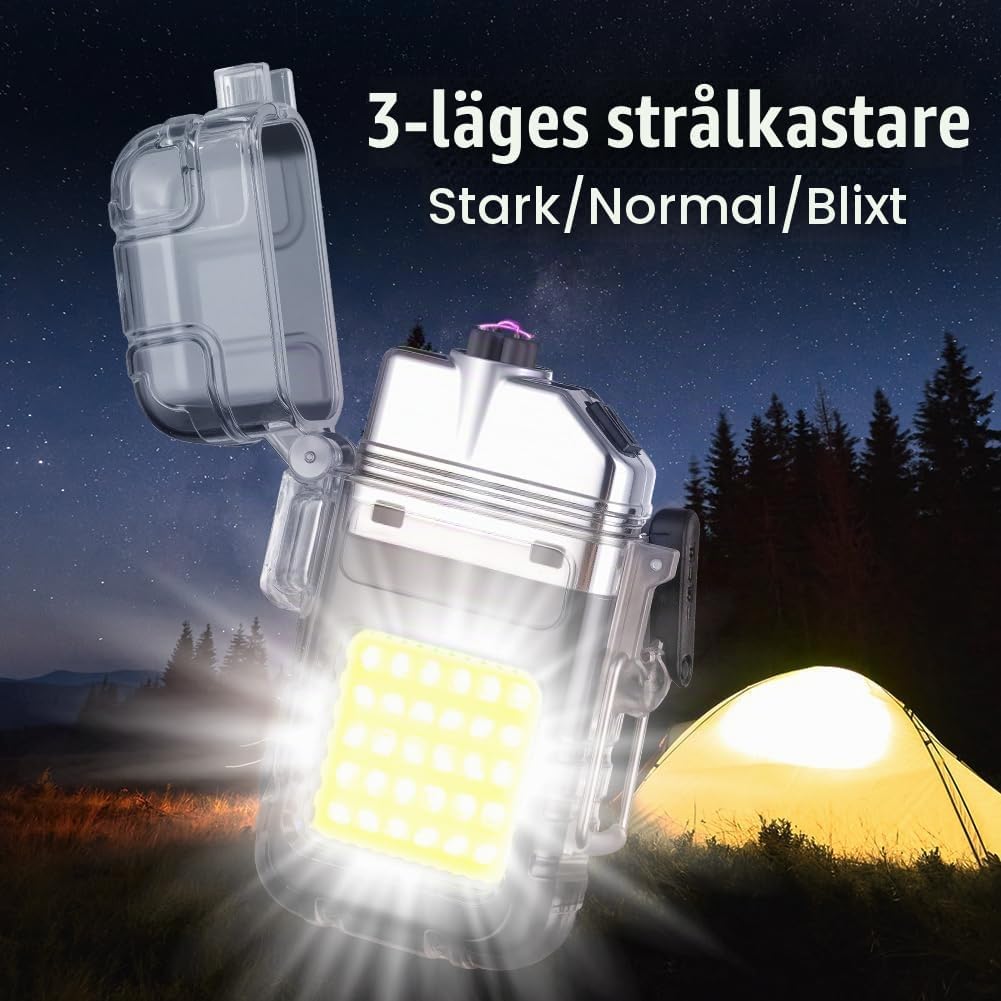 Detalle de Vicloon elektrisk bågtändare med USB-C, ficklampa i tre lägen och visselpipa