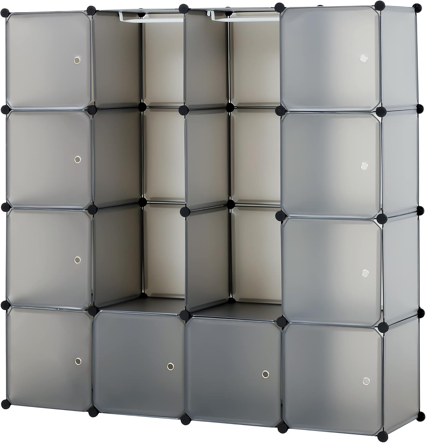 Detalle de Baroni Home Armadio componibile salva spazio, 16 scomparti in PP – grigio opaco 147x37x147 cm