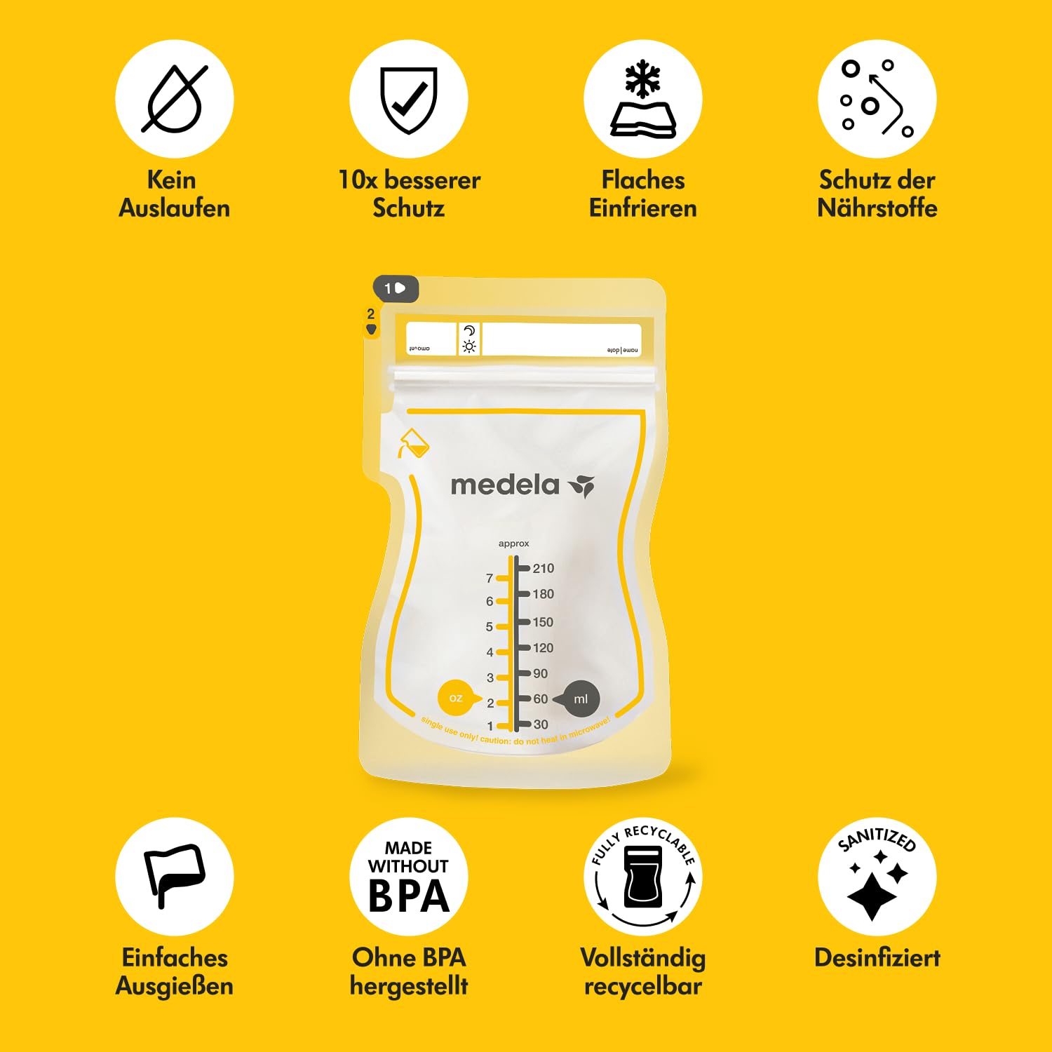 Thumbnail 2 de Medela Easy Pour Muttermilchbeutel 210 ml