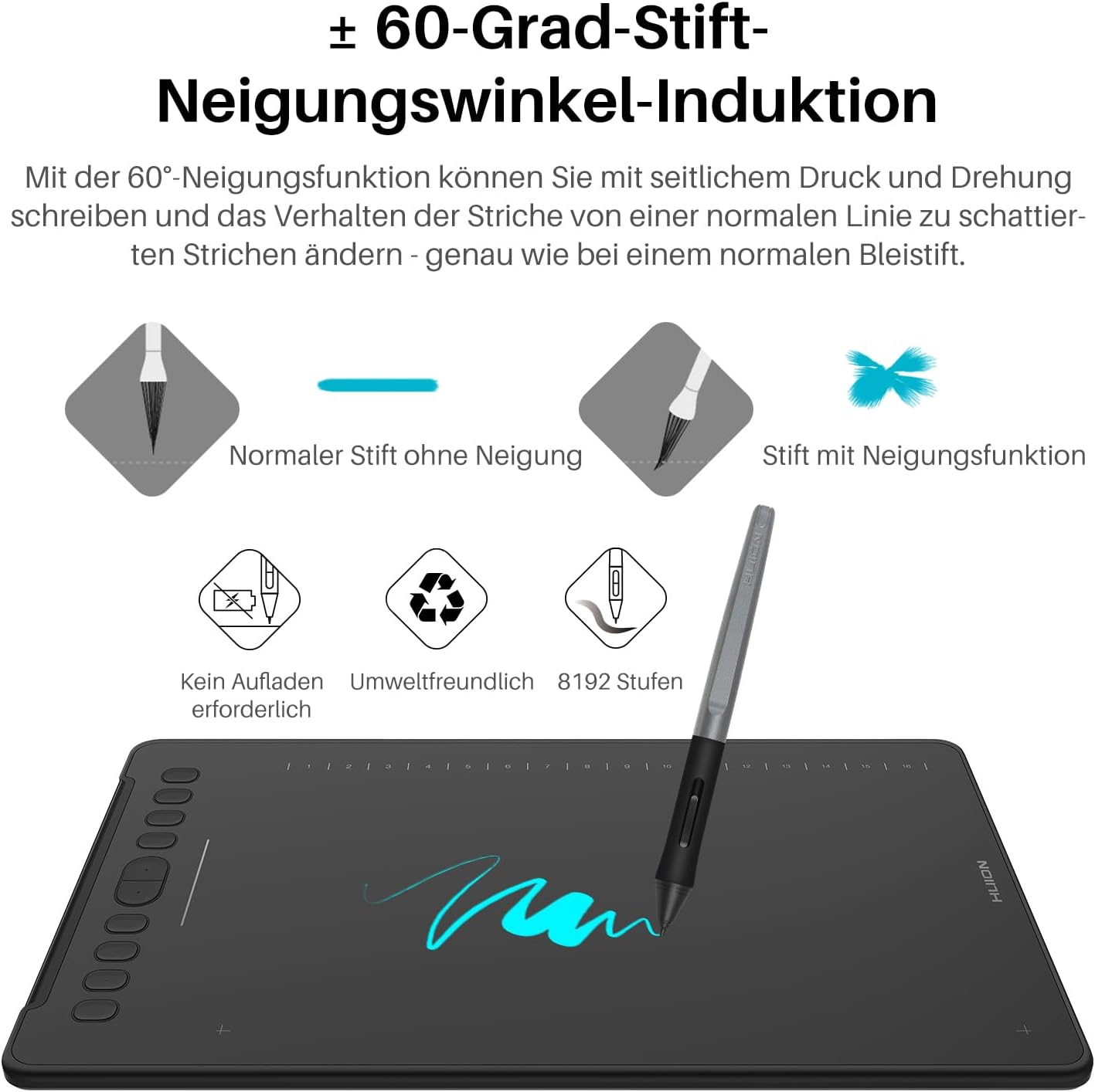 Thumbnail 2 de HUION Inspiroy H1161 Grafiktablett (11 x 6 Zoll) mit 10 Express-Tasten und Touch-Strip