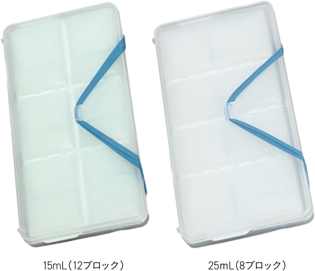 Detalle de コンビ ラクわけ 離乳食用小分け冷凍ケース 15+25mLセット、袋のまま冷凍・すき間収納