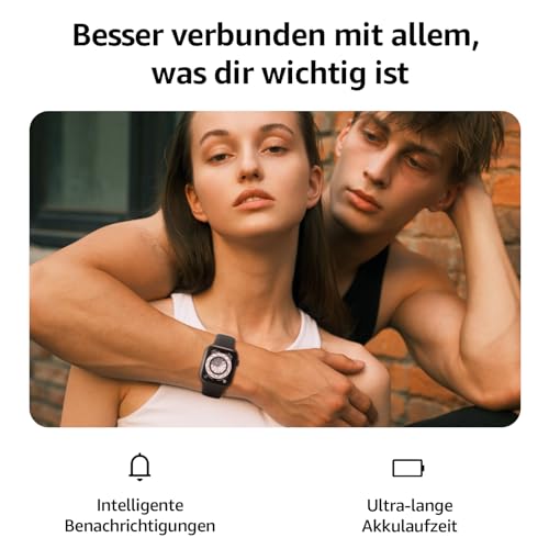 Detalle de AcclaFit Smartwatch – 1,85" HD Touch, IP68, 140+ Sportmodi, Pulsmesser, Schlafmonitor, Telefonfunktion – Schwarz